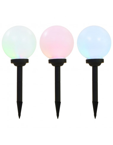 Lampade Solari da Esterni Sferiche 3 pz LED RGB 20 cm