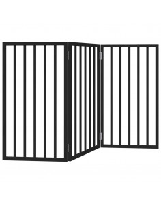 Cancello per Cani Pieghevole 3 Pannelli Nero 150cm Legno Pioppo 2