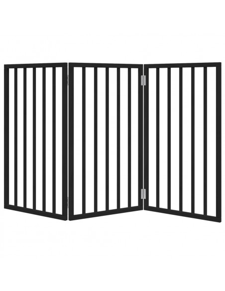 Cancello per Cani Pieghevole 3 Pannelli Nero 150cm Legno Pioppo