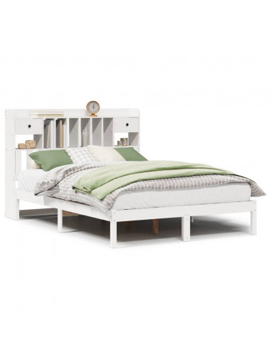 Letto Libreria senza Materasso Bianco 140x190 cm Legno di Pino