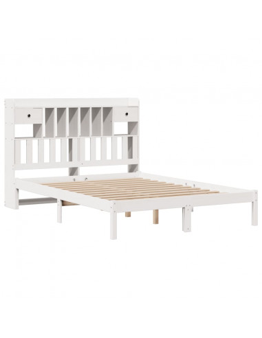 Letto Libreria senza Materasso Bianco 140x190 cm Legno di Pino