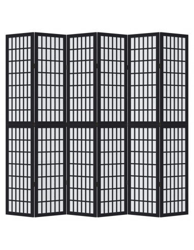 Divisorio Ambienti 6 Pannelli Nero Legno Massello di Paulownia