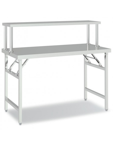 Tavolo Lavoro Cucina con Ripiano 120x60x115 cm Acciaio Inox