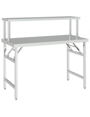 Tavolo Lavoro Cucina con Ripiano 120x60x115 cm Acciaio Inox