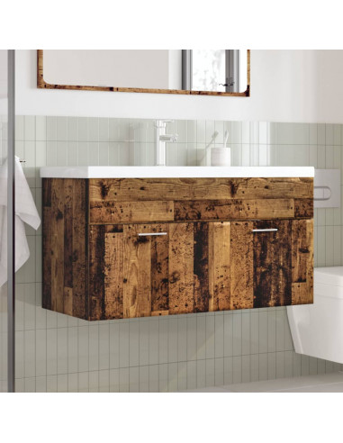 Mobile da Bagno con Lavabo Integrato Legno Antico