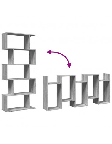 Libreria Divisorio 5Piani Grigio Sonoma 70x24x161cm Truciolato