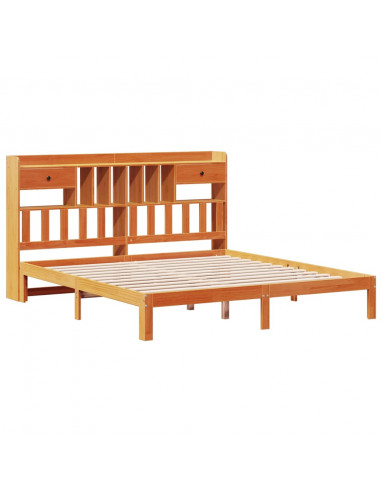 Letto Libreria senza Materasso Marrone Cera 180x200 cm in Pino