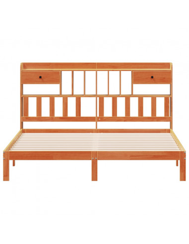 Letto Libreria senza Materasso Marrone Cera 180x200 cm in Pino