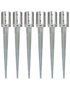 Picchetti di Terra 6 pz Argento 10x76 cm in Acciaio Zincato 2