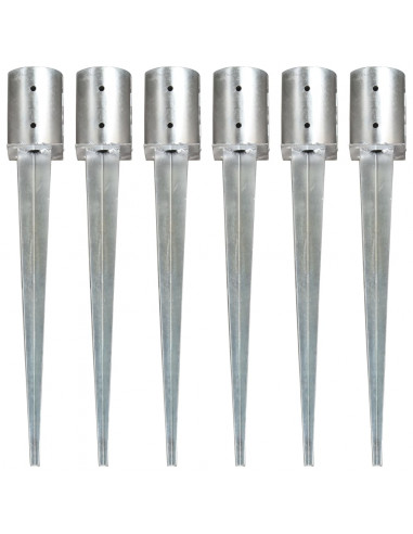 Picchetti di Terra 6 pz Argento 10x76 cm in Acciaio Zincato