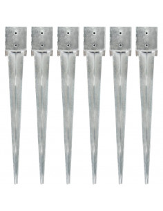 Picchetti di Terra 6 pz Argento 12x12x89 cm in Acciaio Zincato 2