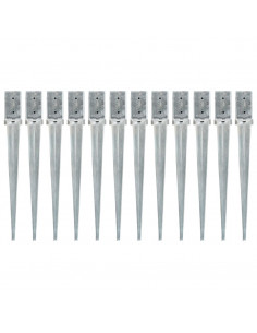 Picchetti di Terra 12 pz Argento 8x8x76 cm in Acciaio Zincato 2