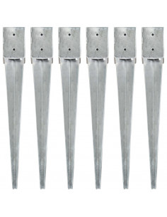 Picchetti di Terra 6 pz Argento 10x10x76 cm in Acciaio Zincato 2