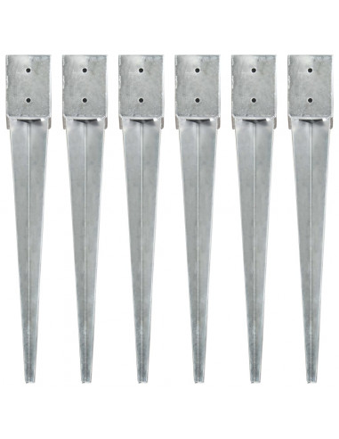 Picchetti di Terra 6 pz Argento 10x10x76 cm in Acciaio Zincato