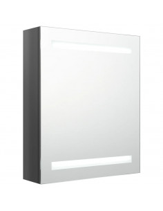 Armadietto Bagno con Specchio e LED Grigio Lucido 50x14x60 cm 2