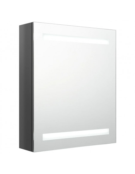 Armadietto Bagno con Specchio e LED Grigio Lucido 50x14x60 cm
