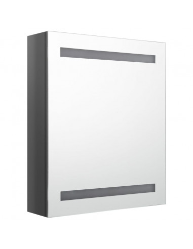 Armadietto Bagno con Specchio e LED Grigio Lucido 50x14x60 cm