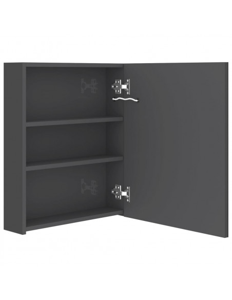 Armadietto Bagno con Specchio e LED Grigio Lucido 50x14x60 cm