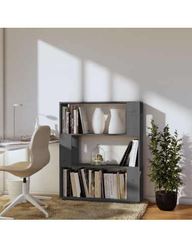 Libreria/Divisorio Grigio 80x25x101 cm Legno Massello di Pino