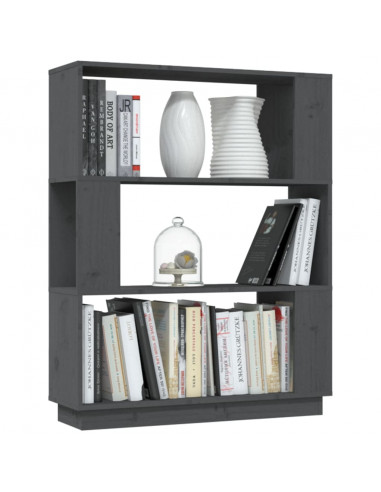 Libreria/Divisorio Grigio 80x25x101 cm Legno Massello di Pino