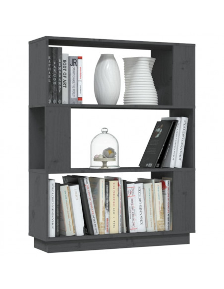 Libreria/Divisorio Grigio 80x25x101 cm Legno Massello di Pino