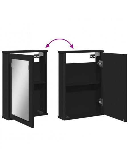 Mobile da Bagno con Specchio Nero 42x12x60 cm Legno Multistrato