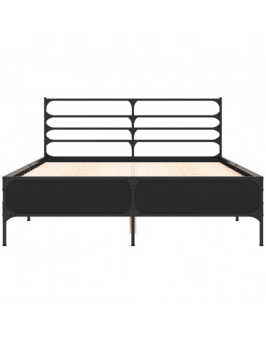 Giroletto Nero 140x200 cm in Legno Multistrato e Metallo