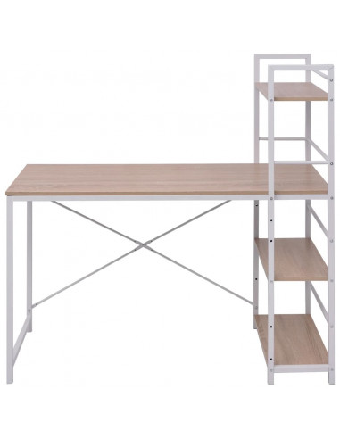 Scrivania con Libreria a 4 Livelli Rovere