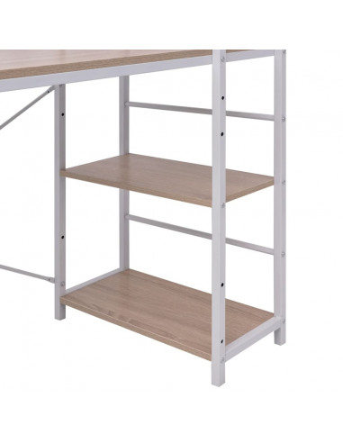 Scrivania con Libreria a 4 Livelli Rovere