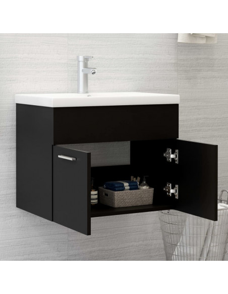 Set Mobili da Bagno Nero in Truciolato