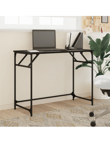 Scrivania Nera 100x45x76cm Legno e Acciaio Verniciato a Polvere