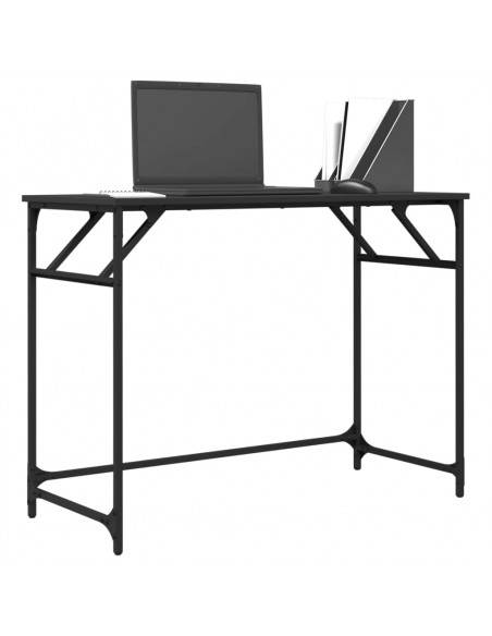 Scrivania Nera 100x45x76cm Legno e Acciaio Verniciato a Polvere