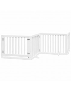 Cancello Cani Porta Pieghevole Bianco 4 Pannelli 320 cm Pioppo 2