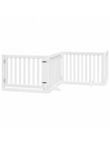 Cancello Cani Porta Pieghevole Bianco 4 Pannelli 320 cm Pioppo