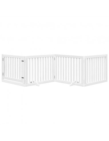 Cancello Cani Porta Pieghevole Bianco 4 Pannelli 320 cm Pioppo