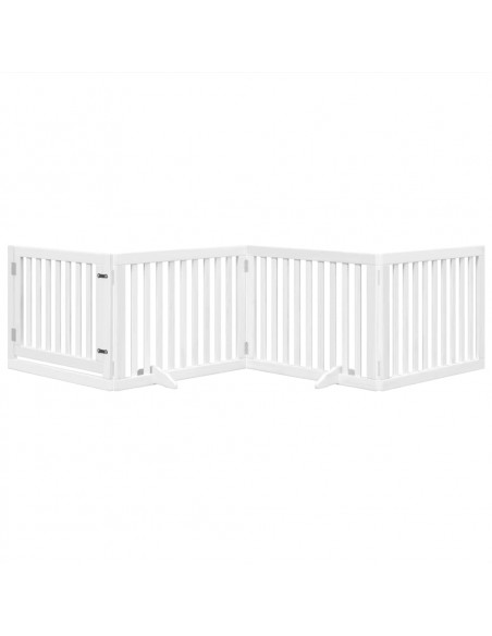 Cancello Cani Porta Pieghevole Bianco 4 Pannelli 320 cm Pioppo