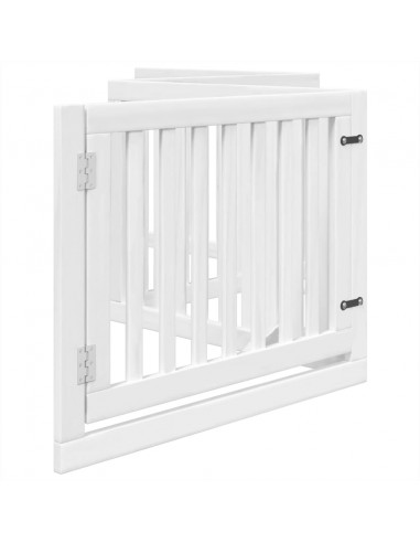 Cancello Cani Porta Pieghevole Bianco 4 Pannelli 320 cm Pioppo