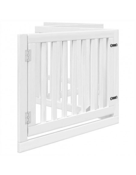 Cancello Cani Porta Pieghevole Bianco 4 Pannelli 320 cm Pioppo