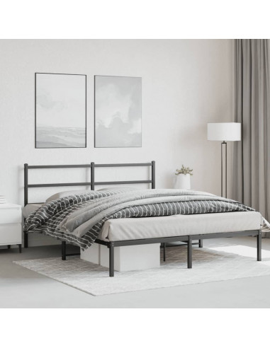 Giroletto con Testiera in Metallo Nero 160x200 cm