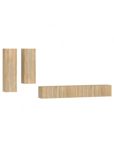 Set di Mobili Porta TV 4 pz Rovere Sonoma in Legno Multistrato