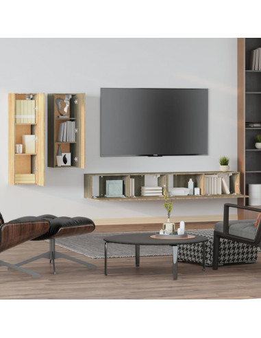 Set di Mobili Porta TV 4 pz Rovere Sonoma in Legno Multistrato