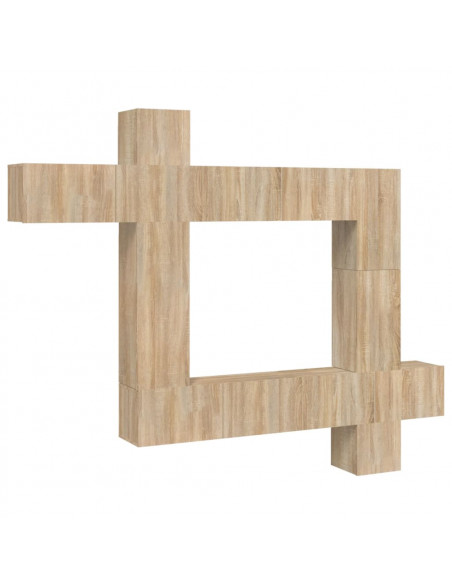 Set Mobili Porta TV 9 pz Rovere Sonoma in Legno Multistrato