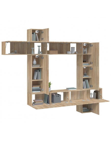 Set Mobili Porta TV 9 pz Rovere Sonoma in Legno Multistrato