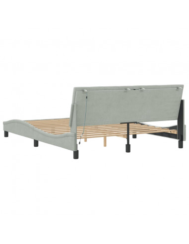 Giroletto con Luci LED Grigio Chiaro 160x200 cm in Velluto