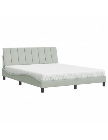 Letto con Materasso Grigio Chiaro 160x200 cm in Velluto