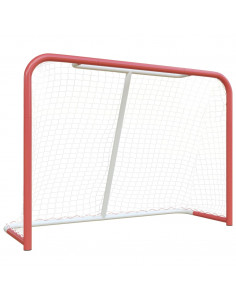 Porta Hockey Rete Rossa Bianca 153x60x118cm Acciaio Poliestere 2