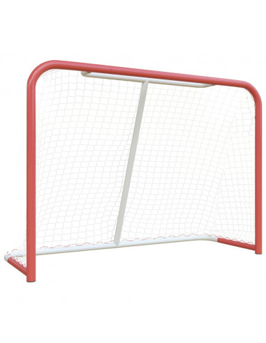 Porta Hockey Rete Rossa Bianca 153x60x118cm Acciaio Poliestere