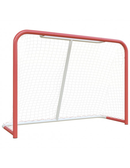 Porta Hockey Rete Rossa Bianca 153x60x118cm Acciaio Poliestere
