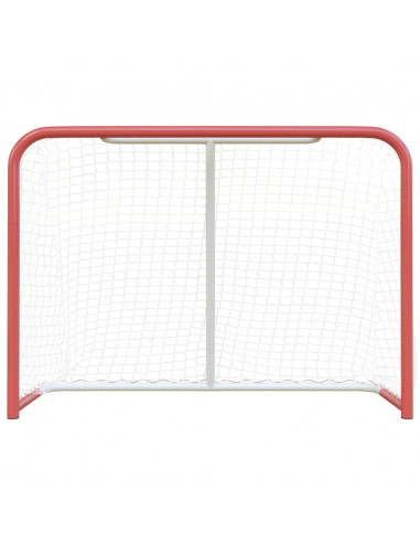 Porta Hockey Rete Rossa Bianca 153x60x118cm Acciaio Poliestere