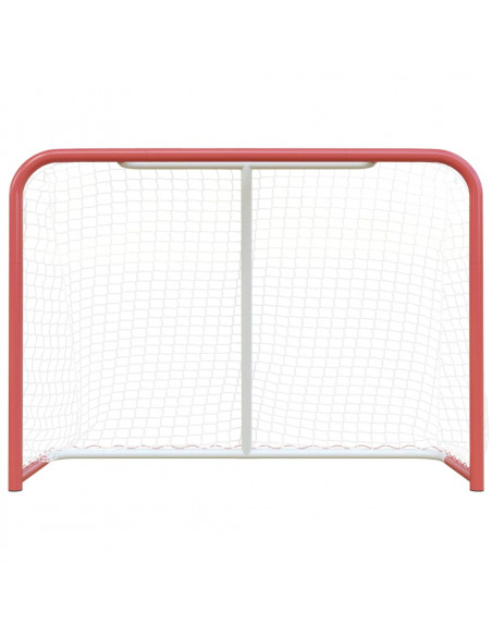 Porta Hockey Rete Rossa Bianca 153x60x118cm Acciaio Poliestere
